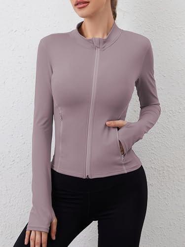 Women Built-In Pockets Athletic Jackets Slim Fit Full Zip up...