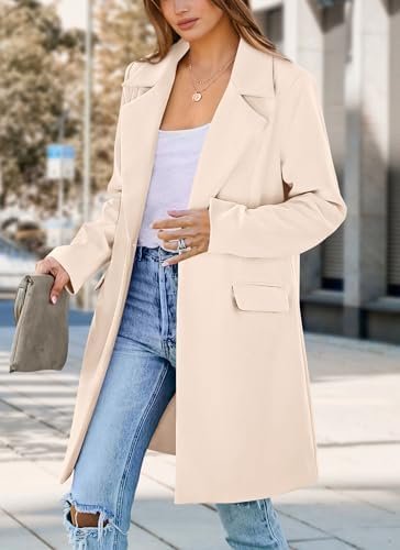 PRETTYGARDEN Women's 2025 Spring Fall Long Blazer Jackets Lo...