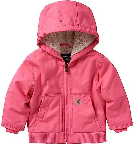 Carhartt Baby Girls' Sherpa-Lined Hooded Canvas Zip-Up Jacke...