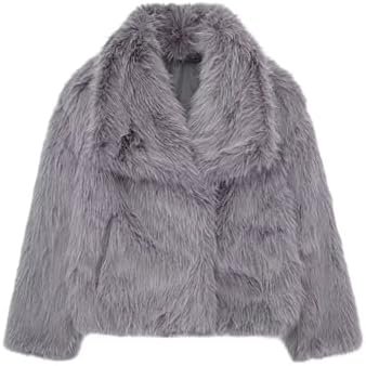 Gnveub Women's Faux Fur Jacket Oversized Lapel Fur Coat Wint...