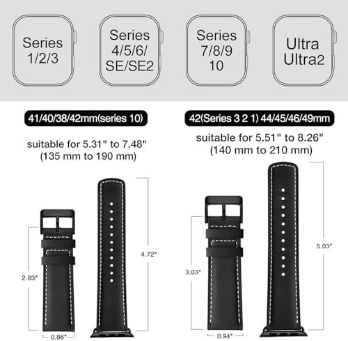 SUNFWR Leather Bands Compatible with Apple Watch Band 42mm 4...