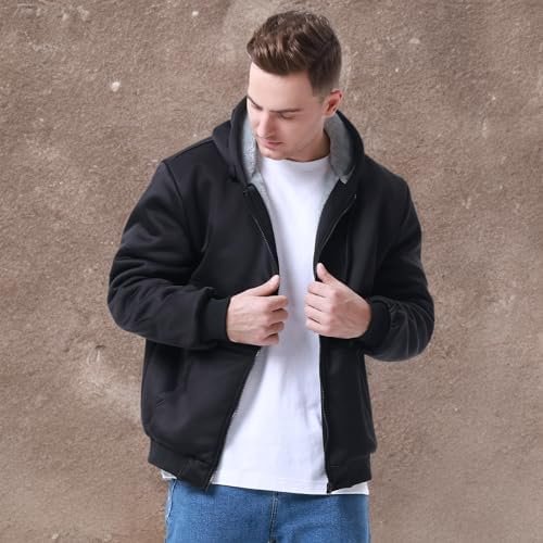 Hoodies for Men Full Zip Up Fleece Warm Jackets Thick Coats ...