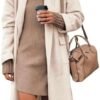 Hooever Women's Long Cardigan Wool Coat Open Front Pockets W...