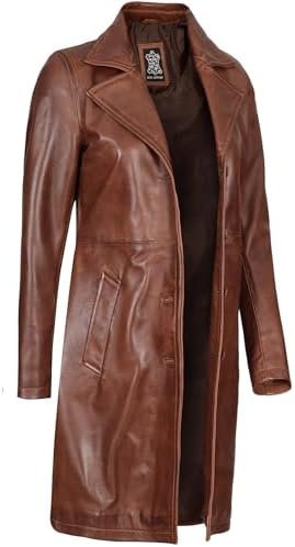 fjackets Lambskin Leather 3/4 Coat - A Fusion of Timeless St...