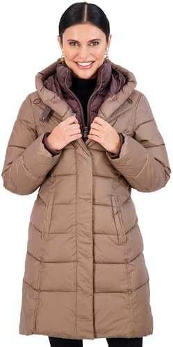 Jones NY Hooded Women's Puffer Jacket with Pillow Collar Bib... Jones NY Hooded Women's Puffer Jacket with Pillow Collar Bib...
