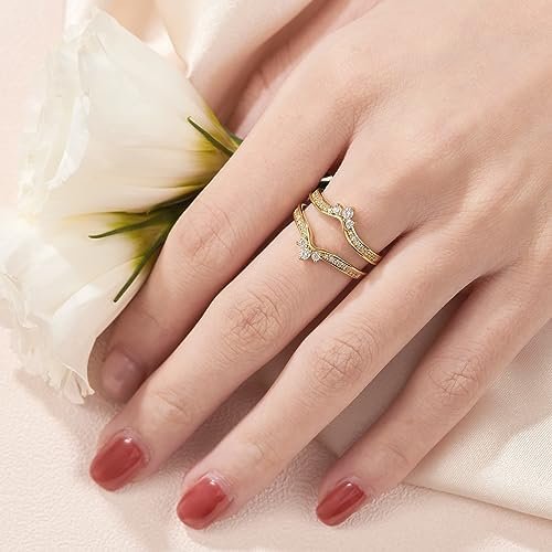 SHELOVES Crown Wedding Ring Guard Enhancers Round Cubic Zirc...
