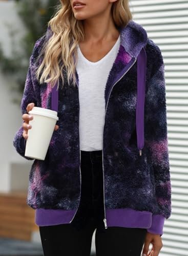 Nirovien Womens Sherpa Jacket Fuzzy Zip Up Hoodie Oversized ...