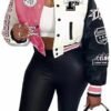 COZYPOIN Women's Varsity Jacket Cropped Letterman Jacket Lig...