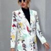 Floerns Women's Casual Long Sleeve Graphic Colorful Blazer W...