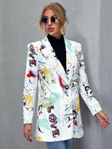 Floerns Women's Casual Long Sleeve Graphic Colorful Blazer W...