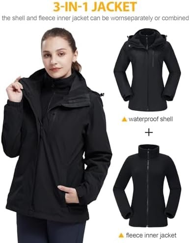 CAMEL CROWN Women's Waterproof Ski Jacket 3 in 1 Winter Coat...