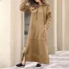 Womens Long Sleeve Hoodies Casual Maxi Length Hooded Dress w...