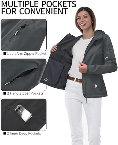 Outdoor Ventures Women's Softshell Jacket with Hood Fleece L...