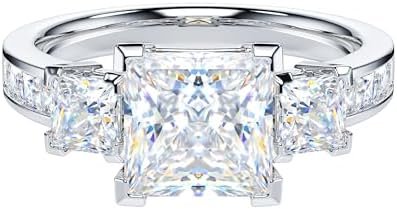 THELANDA Sterling Silver Center 1.5CT Three Stone Style All ...