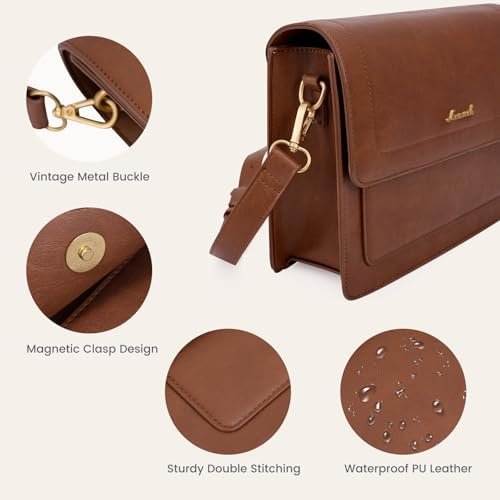LOVEVOOK Crossbody Bags for Women,Vintage Leather Cross Body...