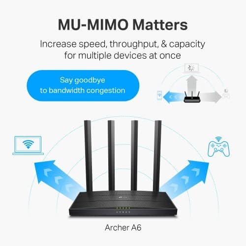 TP-Link AC1200 Gigabit WiFi Router (Archer A6) - Dual Band M...