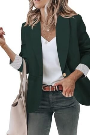 Genhoo Blazer Jackets for Women Open Front Long Sleeve Work Genhoo Blazer Jackets for Women Open Front Long Sleeve Work ...