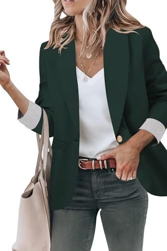 Genhoo Blazer Jackets for Women Open Front Long Sleeve Work ...