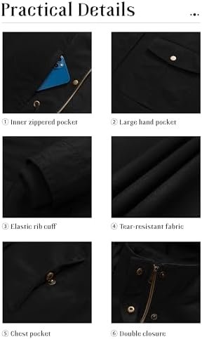 Pursky Women's Cotton Anorak Jacket Lightweight Casual Milit...