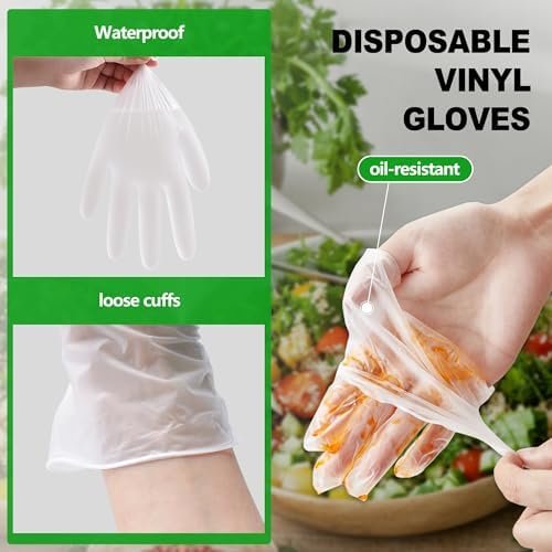 Disposable Vinyl Gloves, Food Safe, Latex-Free Powder-Free C...