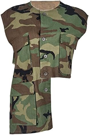 Womens Summer Cute Camo Button Down Cropped Jean Jacket Casu...