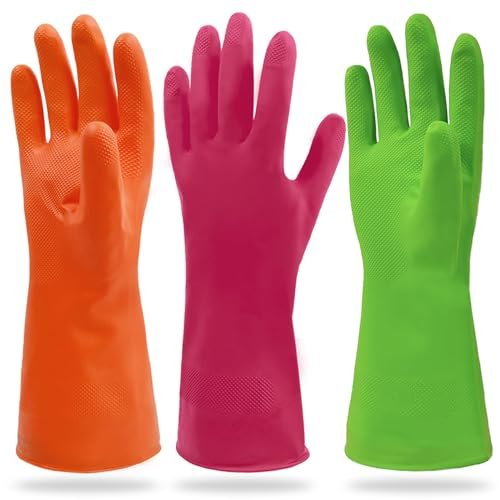 Cleanbear Synthetic Rubber Gloves, Medium Size, 11.8 Inches,...