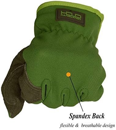 HANDLANDY Men Leather Gardening Gloves, Utility Work Gloves ...