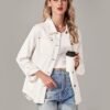 luvamia Denim Jackets for Women Trendy Long Sleeve Button Do...