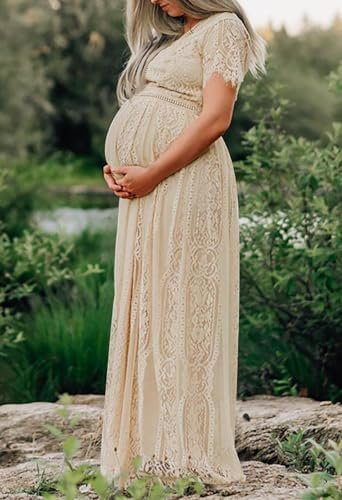 MEROKEETY Women's V Neck Short Sleeve Floral Lace Wedding Dr...