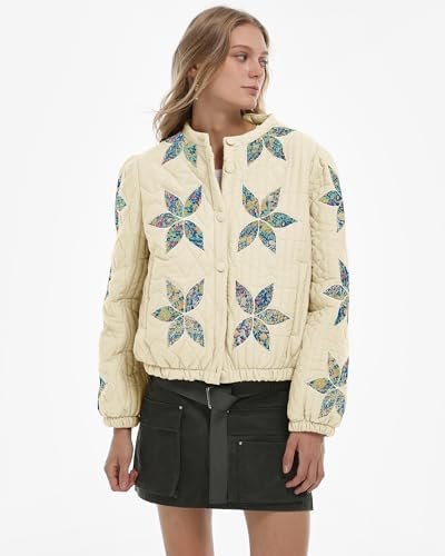 Locachy Women's Casual Cropped Puffer Jacket Lightweight Flo...