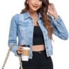 Anienaya Women's Jean Jacket Cropped Denim Jackets Stretchy ...