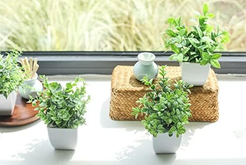 Der Rose 4 Pack Fake Plants Mini Artificial Greenery Potted ...