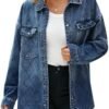 Tankaneo Womens Oversized Denim Jackets Trendy Diamond Quilt...