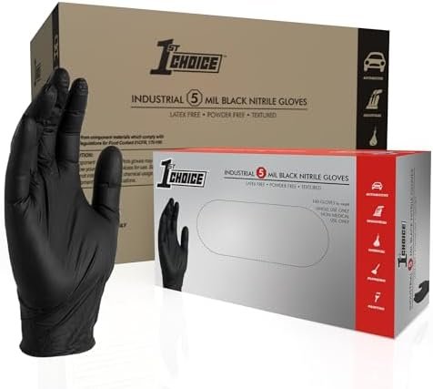 1st Choice Nitrile Gloves, Black Gloves Disposable Latex Fre...