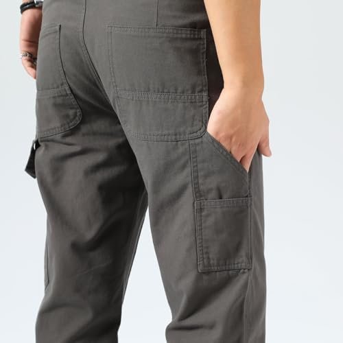 Plaid&Plain Men's Work Pants Straight Fit Carpenter Pants Ut...