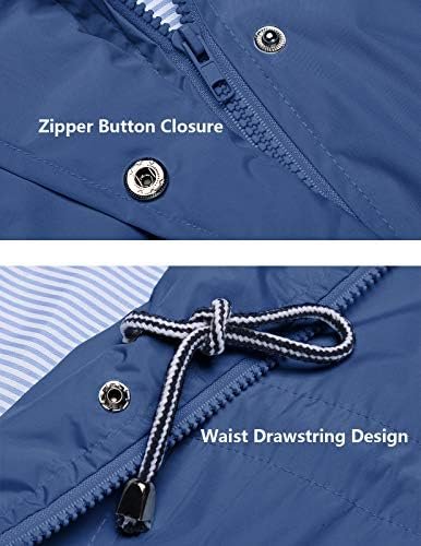 Rain Jacket Women Striped Lined Hooded Lightweight Raincoat ...