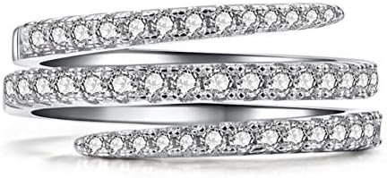 AZQ 925 Sterling Silver Shiny Full Diamond Ring Three Rows C...