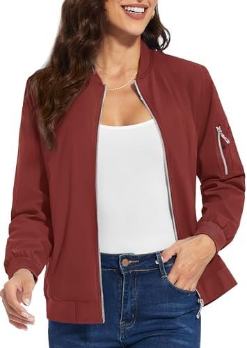 TACVASEN Women's Bomber Jackets Lightweight Casual Jacket Fu...
