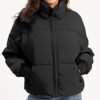 Women’s Winter Baggy Zip Puffer jackets Short Down Jacket Co...