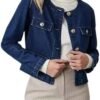 Kedera Jean Jacket Women 2025 Long sleeves Cropped Collarles...