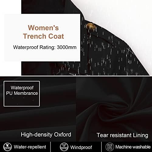 CREATMO US Women's Trench Coat Double-Breasted Classic Lapel...