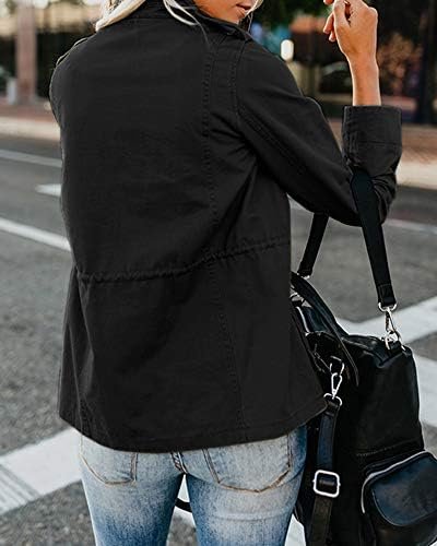 Soulomelody Women Military Anorak Jackets Zip Up Snap Button...