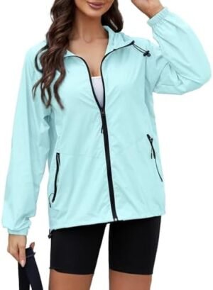 Rain Jacket Women Waterproof Packable Raincoat With Pocket L... Rain Jacket Women Waterproof Packable Raincoat With Pocket L...