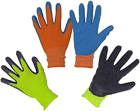 2 Pairs of HANDLANDY Kids Gardening Gloves Foam Rubber Coate...