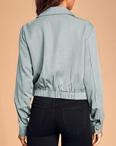 Onedreamer Women's Military Safari Cropped Jackets Button Do...