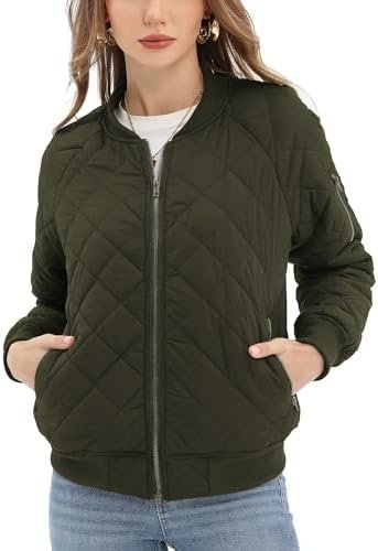 Argstar Women's Quilted Bomber Jakcet with 5 Pockets (XS-XXL...