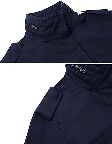 chouyatou Women's Fall Stand Collar Zip Up Military Cotton U...