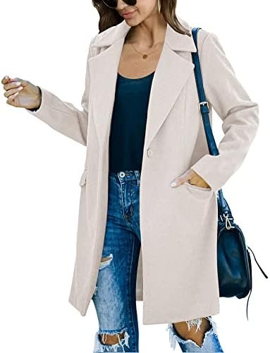 Fazortev Womens Casual Long Sleeve Wool Blend Pea Coat Lapel...