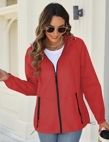 Avoogue Rain Jacket for Women Waterproof Lightweight Windbre...