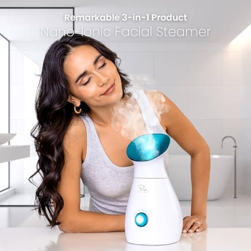 NanoSteamer Large 3-in-1 Nano Ionic Facial Steamer with Prec...
